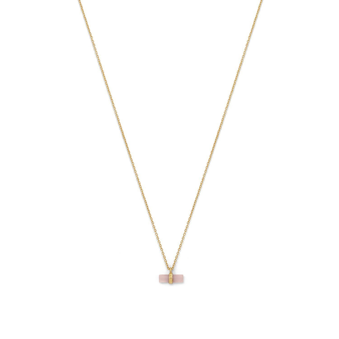 14 Karat Gold Plated Pencil Cut Rose Quartz Necklace - La'Fem Couture