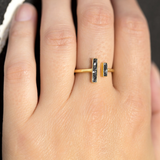 14 Karat Gold Plated Glass and Diamond Chip Ring - La'Fem Couture