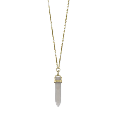 14 Karat Gold Plated Gray Moonstone Spike Necklace - La'Fem Couture