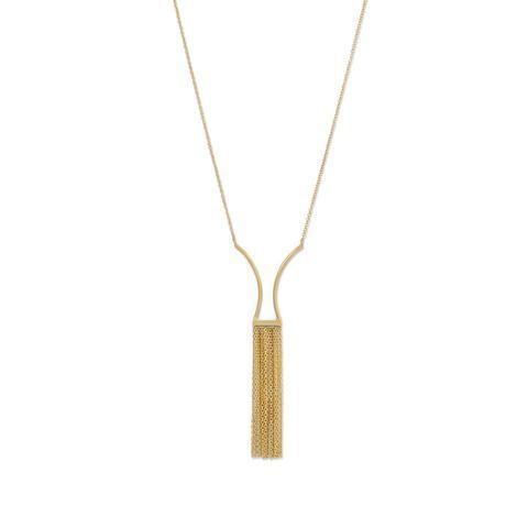 14 Karat Gold Plated Geometric and Fringe Drop Necklace - La'Fem Couture