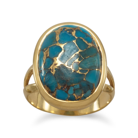 14 Karat Gold Plated Stabilized Turquoise Ring - La'Fem Couture