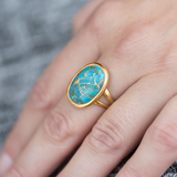 14 Karat Gold Plated Stabilized Turquoise Ring - La'Fem Couture
