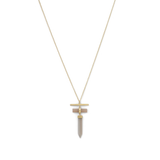 14 Karat Gold Plated Pencil Cut Gray Moonstone Drop Necklace - La'Fem Couture