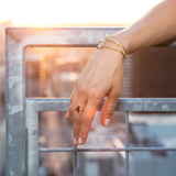 14 Karat Gold Plated Glass and Diamond Chip Ring - La'Fem Couture